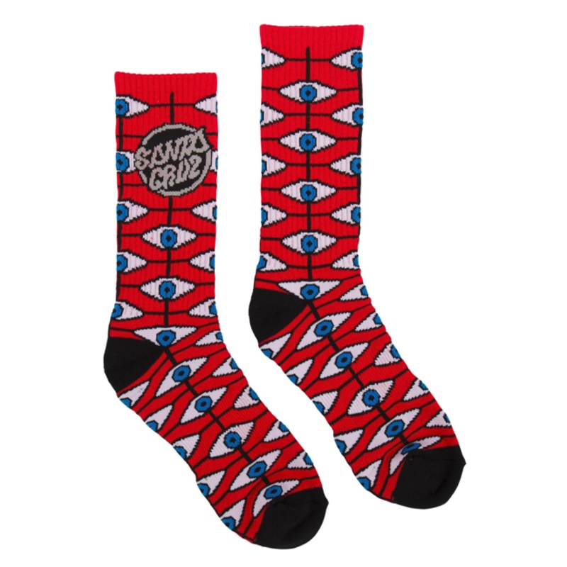 Santa Cruz “Salba – Eyes” Assorted Colored Crew Sock Red