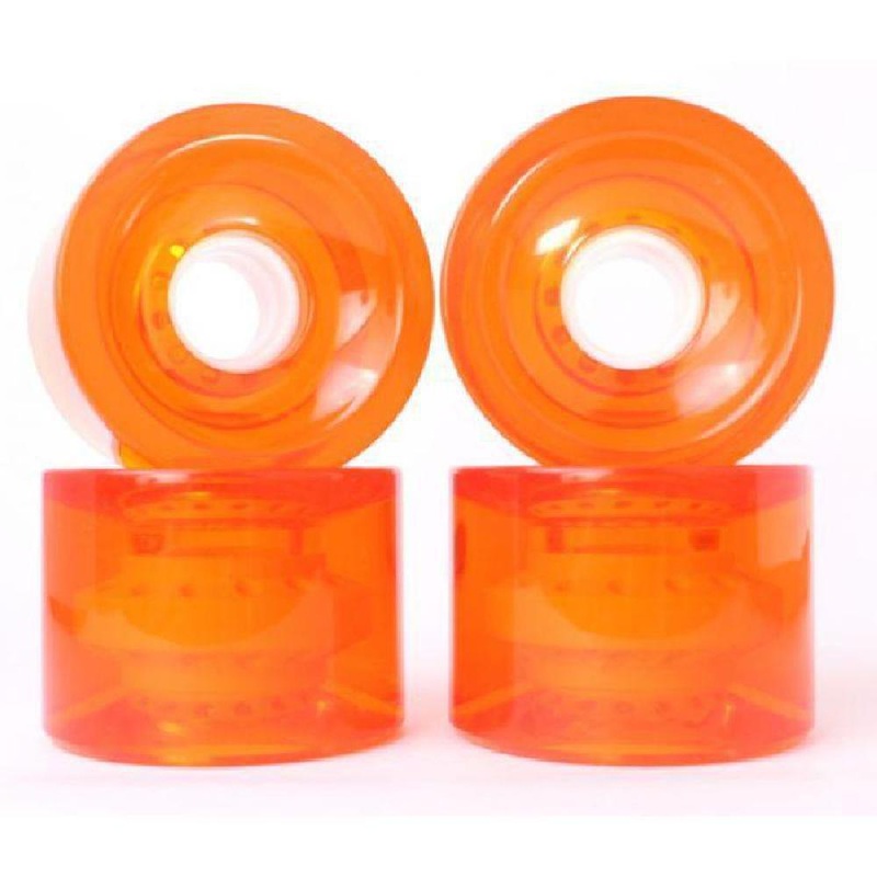 Clear Orange 70mm Gel Soft Longboard Wheels
