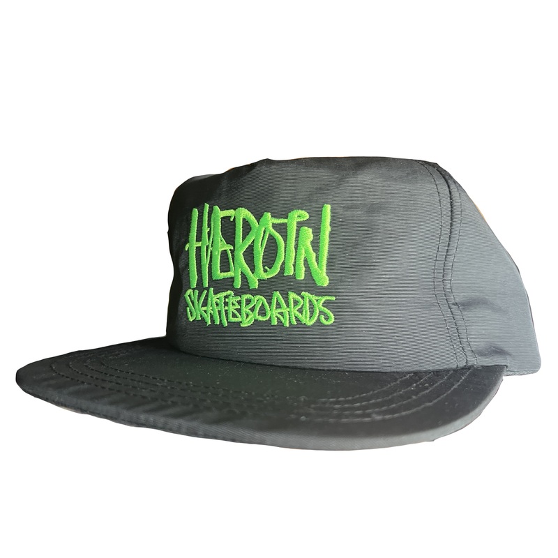 HEROIN “Script” Black/Green Nylon Snapback Hat