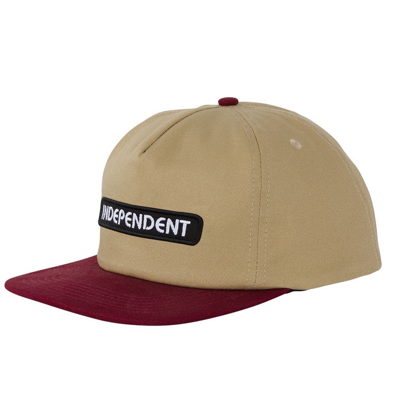 Independent B/C Groundwork Snapback Mid Profile Hat Tan/Burgundy