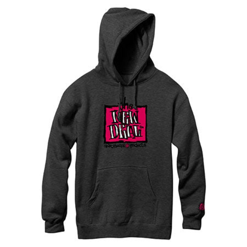 New Deal Skateboards Original Napkin Logo Hooded Sweatshirt Charcoal Heather Small
