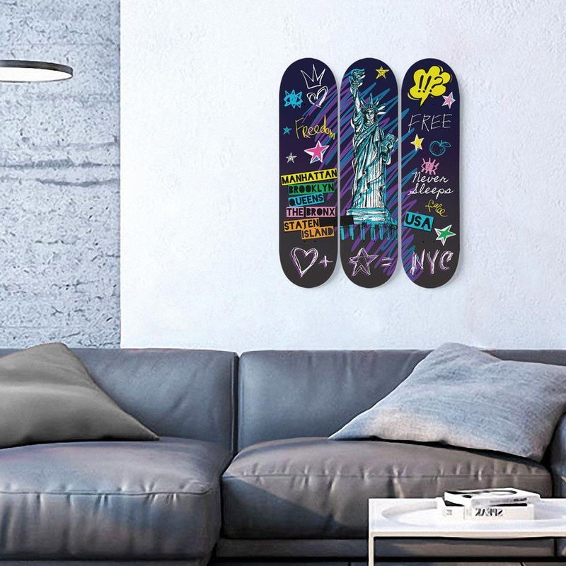 New York Sketch Skateboard Wall Art
