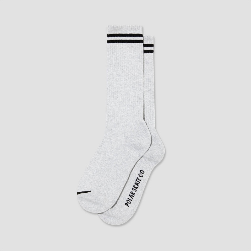 Polar Rib 2 Stripes Long Socks Heather Grey / Black UK3-5
