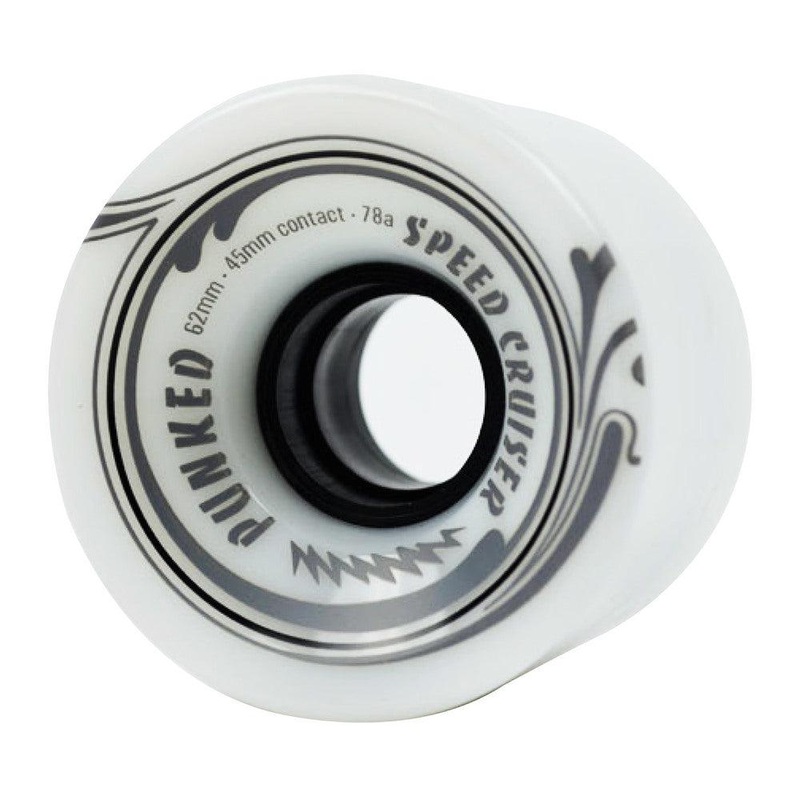 Punked Speed Cruiser in Solid White 62mm/78A Longboard Wheels