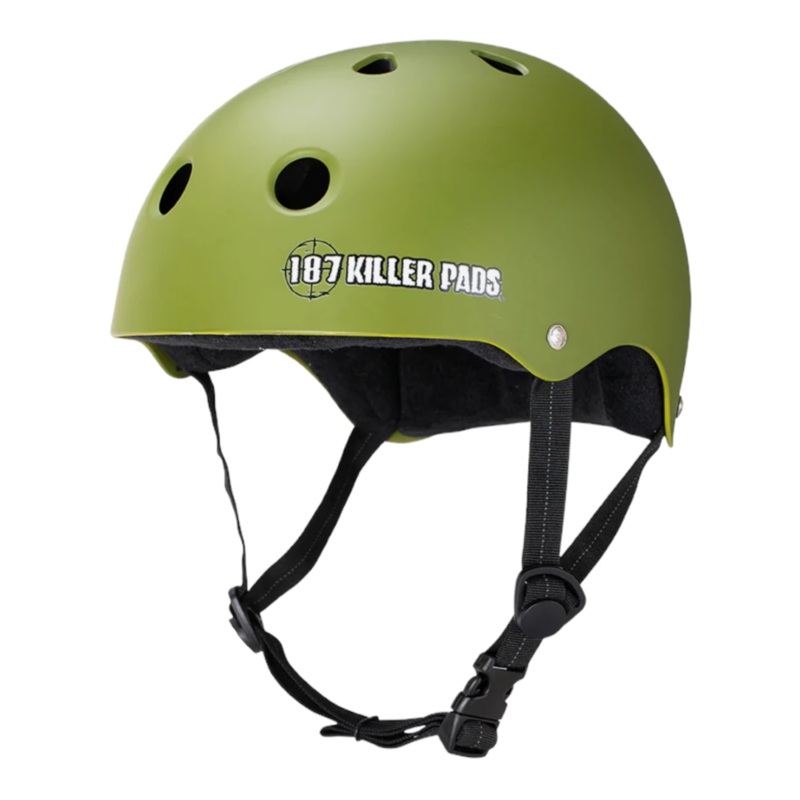 187 KILLER PADS PRO SKATE HELMET W/ SWEATSAVER LINER ARMY GREEN MATTE S