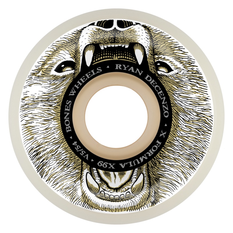Bones Wheels Decenzo Bear Grills V5 Sidecut X-Formula 99a Wheels White 54mm
