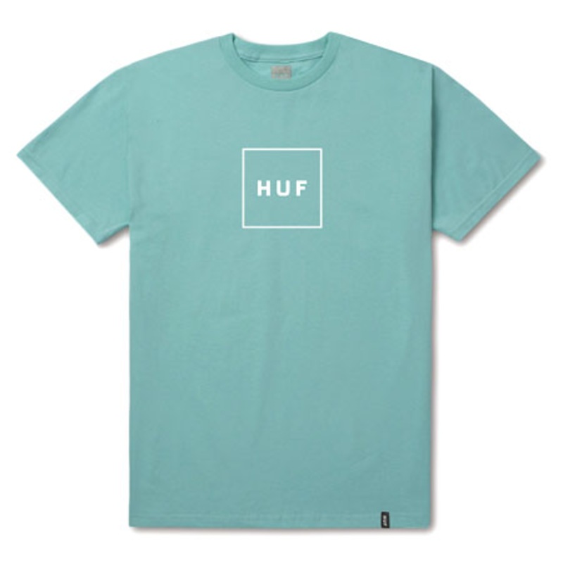 HUF Essentials Box Logo T Shirt Bright Aqua Large