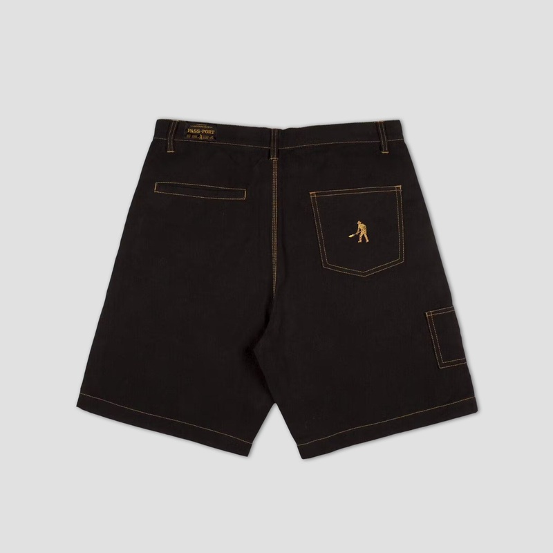 PassPort Diggers Club Shorts Tar / Gold Stitch X-Small