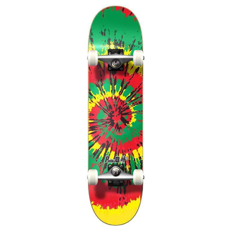 Punked Graphic Complete Skateboard – Tiedye Rasta Complete
