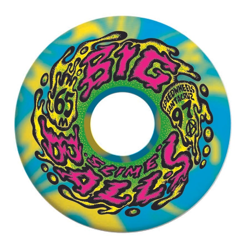 Santa Cruz Slime Balls Big Balls Skateboard Wheels Blue, Yellow Swirl 65MM 97A 65mm