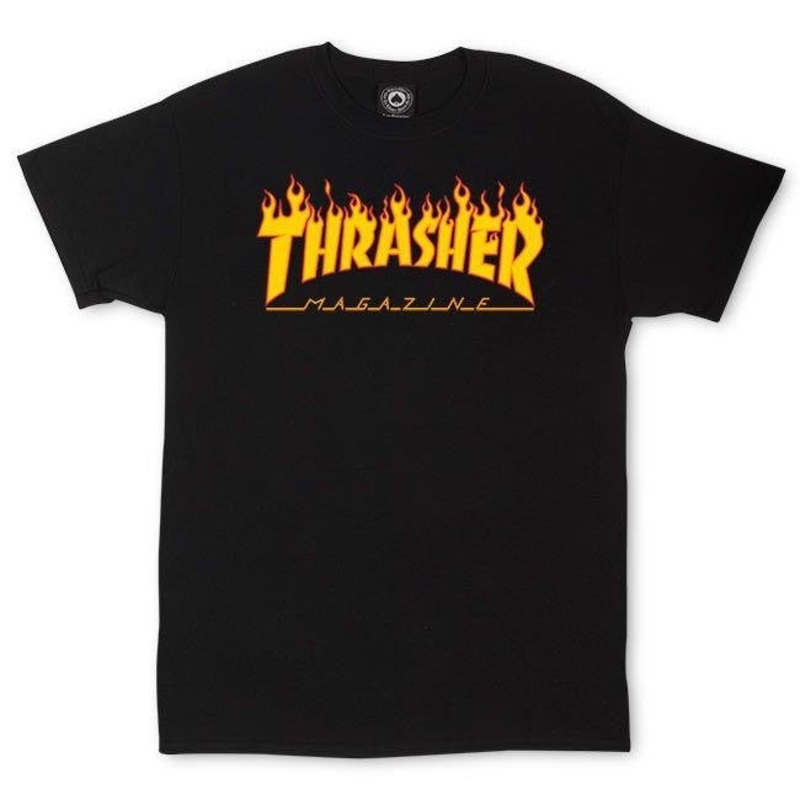 THRASHER FLAME LOGO BLACK S