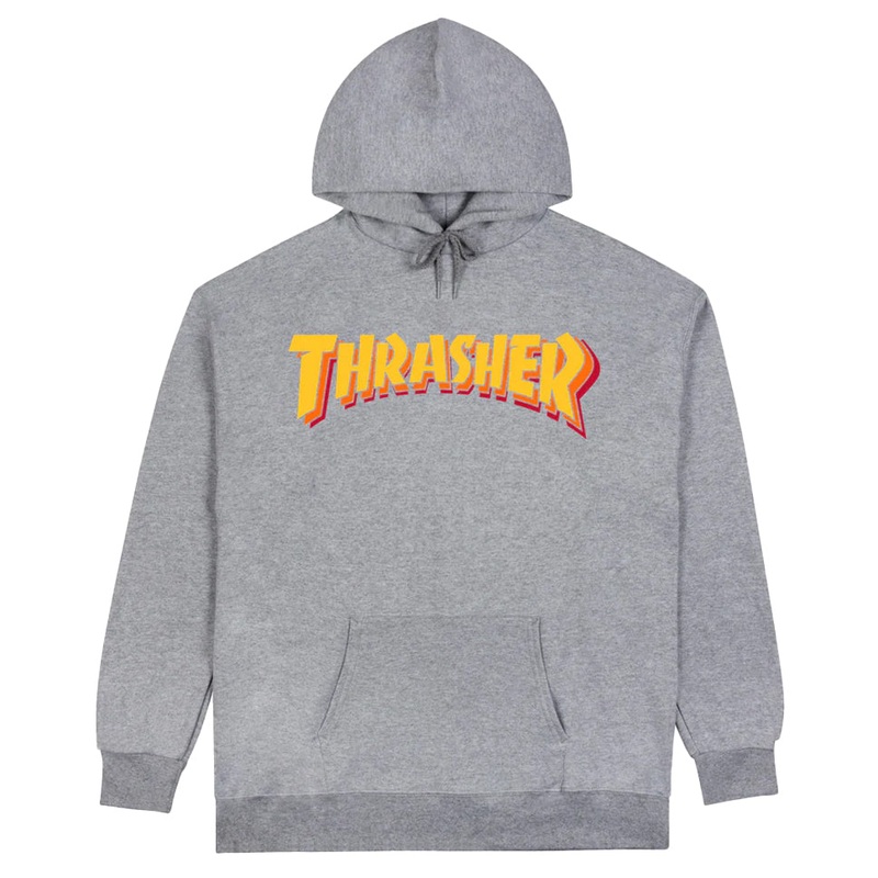 Thrasher Magazine Stacked Pullover Hooded Sweatshirt Heather Grey Small