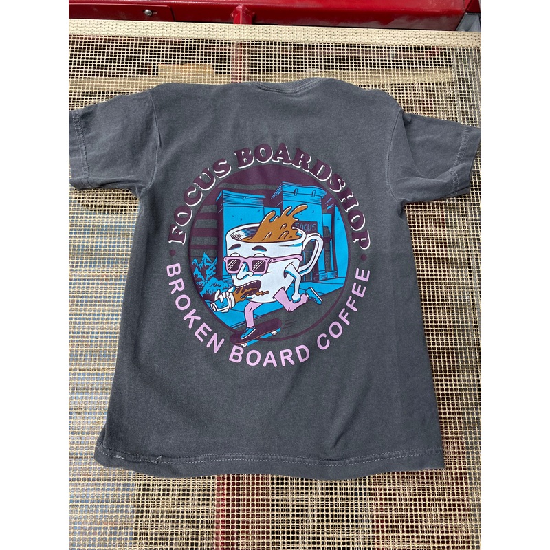 Focus Boardshop and Broken Board Coffee Collaboration Short Sleeve T-Shirt X-Small Pepper Black Tan