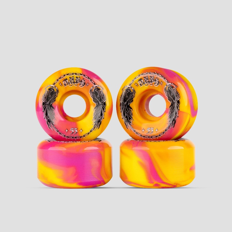 Orbs Specters 53mm 99A Swirls Conical Skateboard Wheels Pink / Yellow