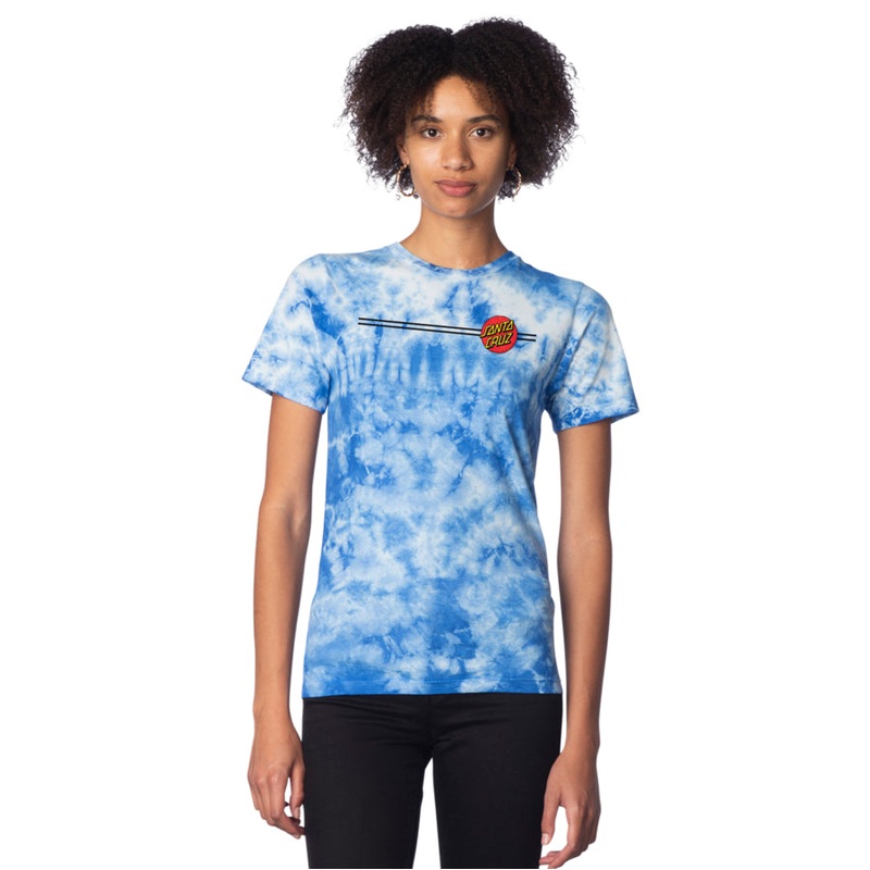 Santa Cruz Women’s Classic Dot T-Shirt –  Indigo Cloud Wash Small Indigo Cloud Wash