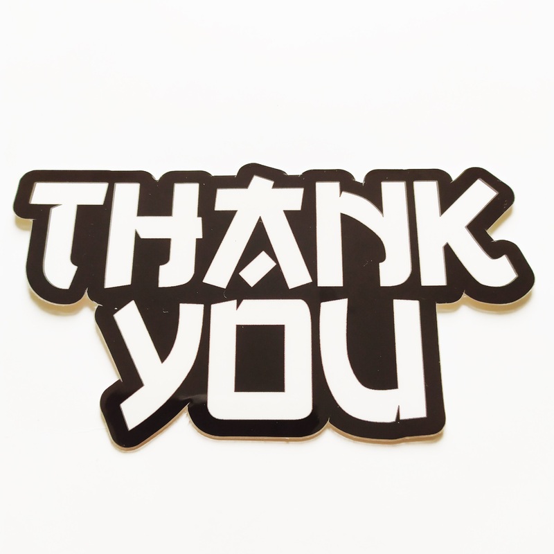 Thank You Skateboard Sticker – Good Luck – 10cm across approx