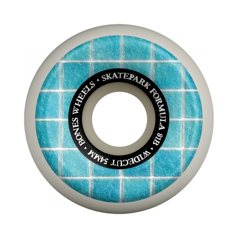 Bones SPF V6 Pool and The Gang 54mm 81b White/Blue Skateboard Wheels 54mm Duro 81b Conical/Sidecut
