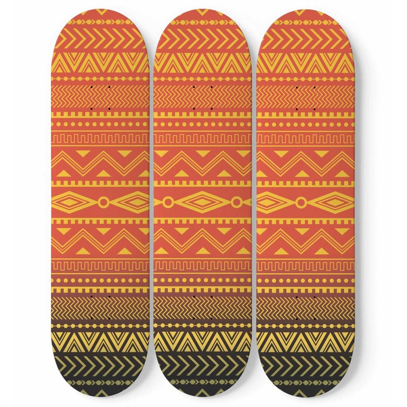 Ethnic Orange and Yellow Pattern | Skateboard Wall Art, Mural & Skate Deck Art | Home Decor