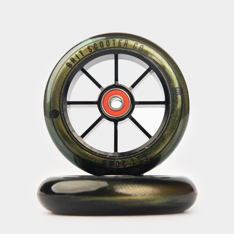 Grit Scooters 8-Spoke Alloy Core Wheels 110mm – Black / Gold