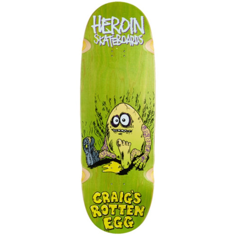 Heroin Craig’s Rotten Egg Double Drilled Skateboard Deck 10″ 10.0″ Light Blue Veneer