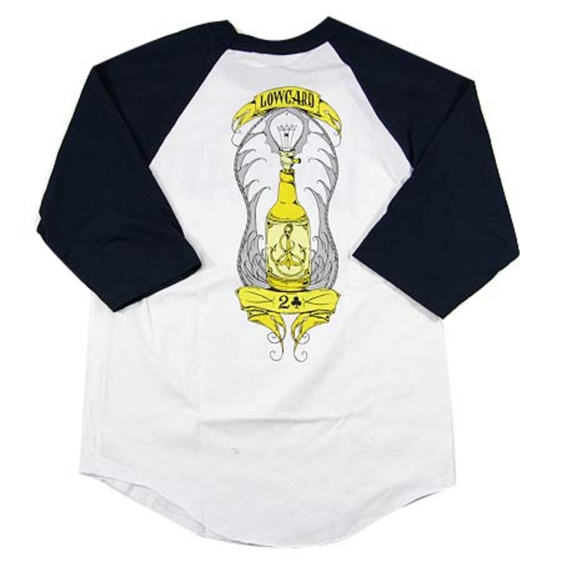 Lowcard Magazine Ken Davis Lite Beer 3/4 Sleeve Baseball T Shirt White/ Navy Large