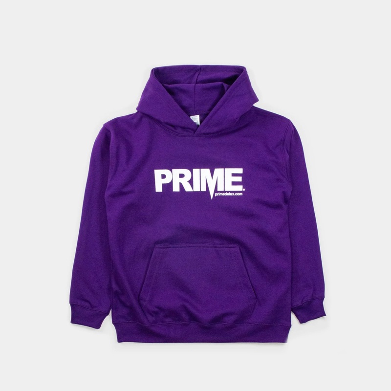 Prime Delux OG Logo Kids Hooded Sweat – Purple/ White Kids S