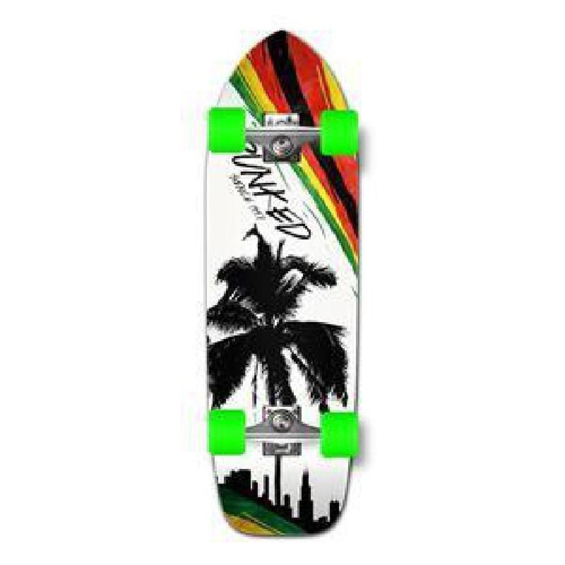 Punked Old School 33″ Skateboard Longboard Complete – Palm City Rasta Complete