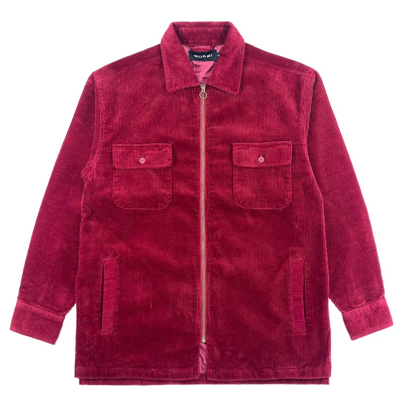 Quasi Corduroy Shirt Jacket – Burgundy M