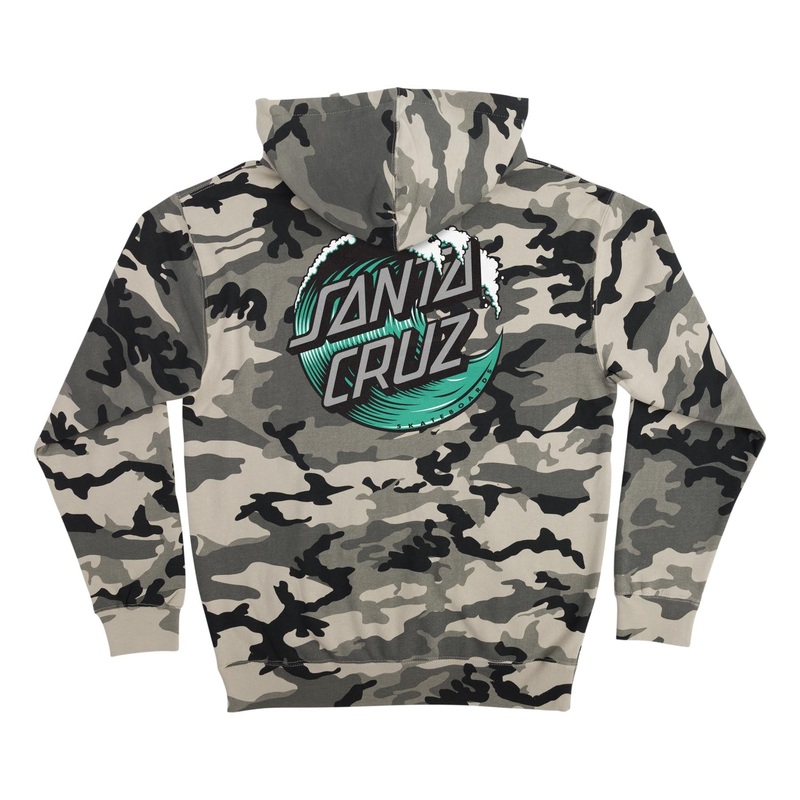 SANTA CRUZ WAVE DOT P/O HEAVYWEIGHT HOODED SWEATSHIRT Small Snow Camo