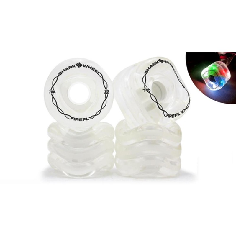 Shark Wheel 70mm/78a Firefly – Clear with Multi-Color Lights Longboard Wheels