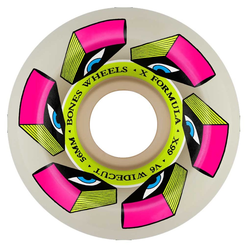 Bones 99a Look Book V6 X-Formula Widecut Skateboard Wheels 54mm