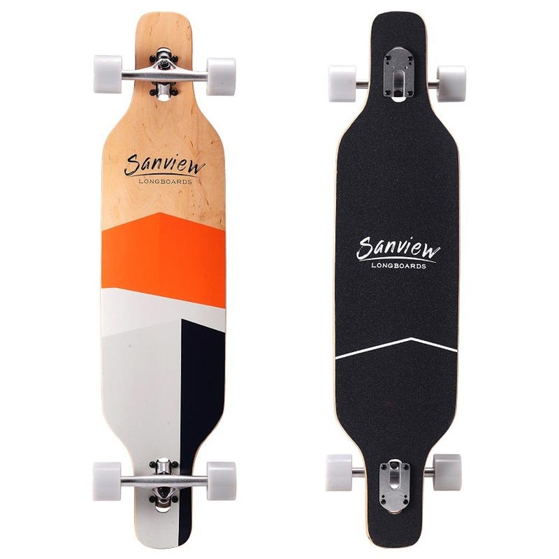 Sanview Orange and White Drop Through 39″ Beginners Longboard Complete
