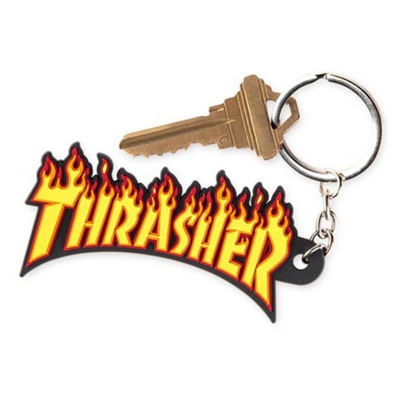 Thrasher Magazine Flame Logo Keychain Black 3″ x 1.5″