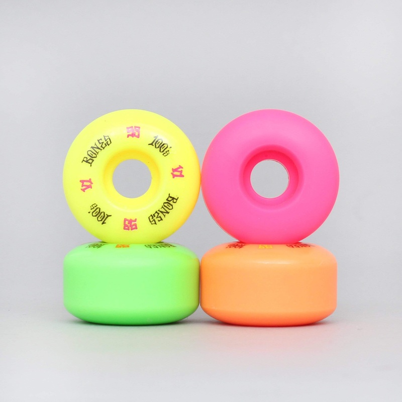 Bones 53mm 100A 100’s #4 Party Pack V1 Standard Wheels Green / Pink / Yellow / Orange