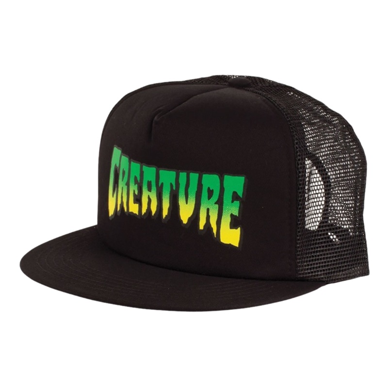CREATURE CREATURE LOGO MESH TRUCKER HIGH PROFILE HAT BLACK OS Black