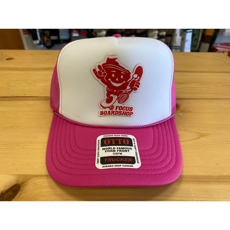 Focus Boardshop Wiscool Logo Mesh Trucker Cap – Hot Pink