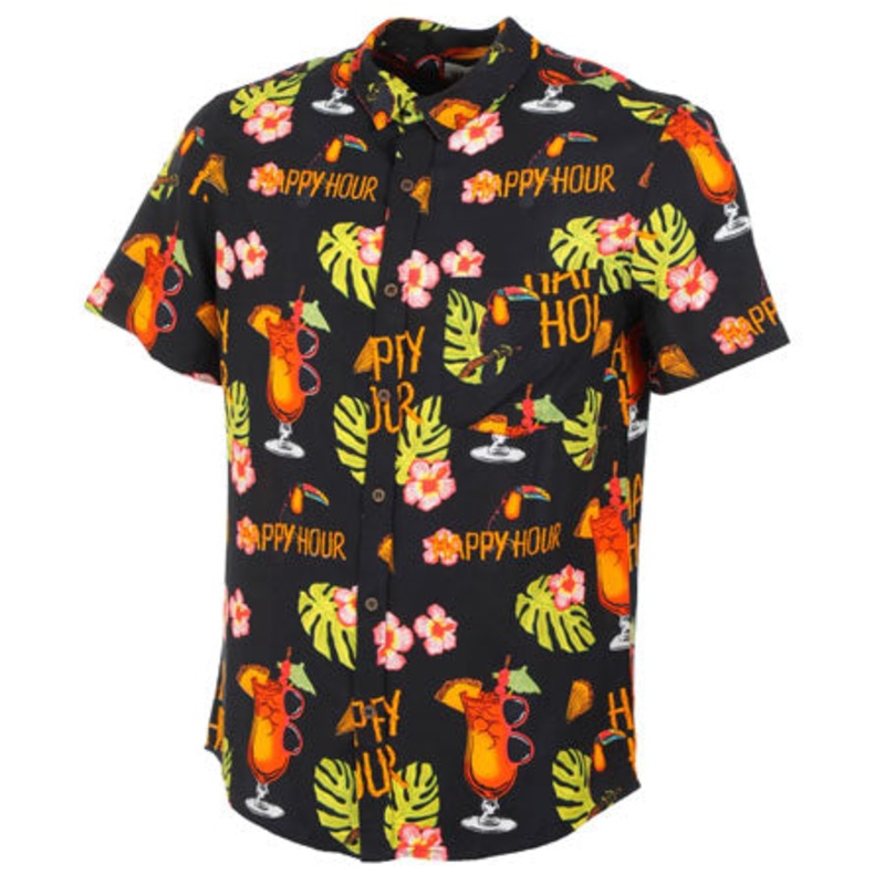 Happy Hour Eyewear Tiki Room Button Up Shirt Black Large