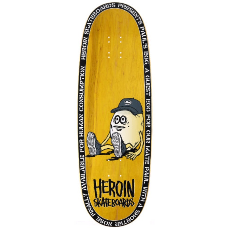 Heroin Paul’s Egg Double Driller Skateboard Deck 10.4″ 10.4″ Yellow Veneer