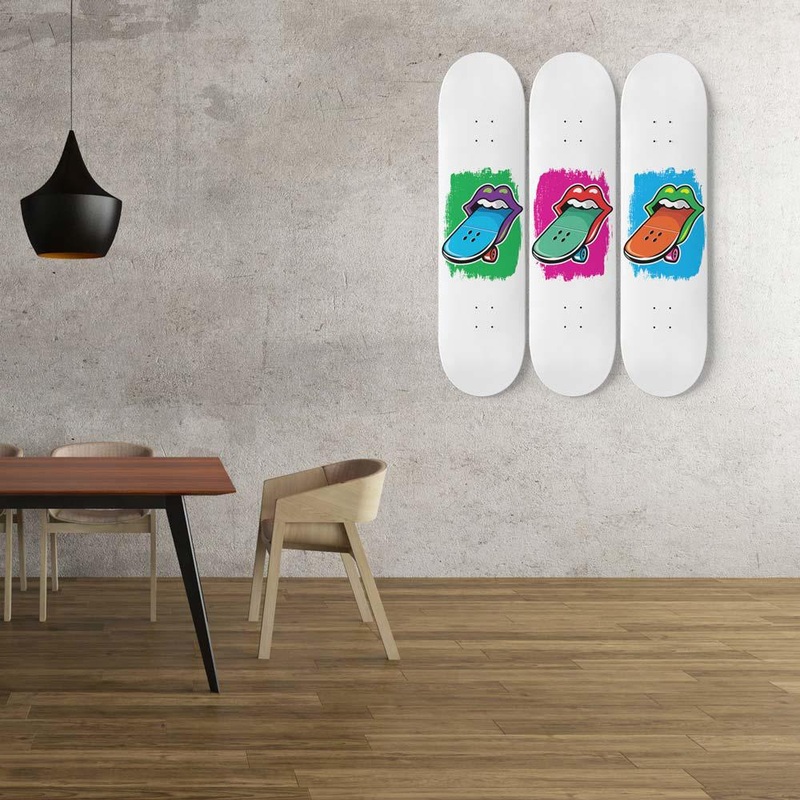 Lips and Tongue Skateboard With White Background | Skateboard Wall Art, Mural & Skate Deck Art | Home Decor | Wall Decor