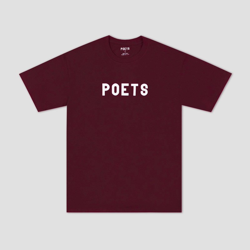 Poets OG Flocked T-Shirt Maroon Small