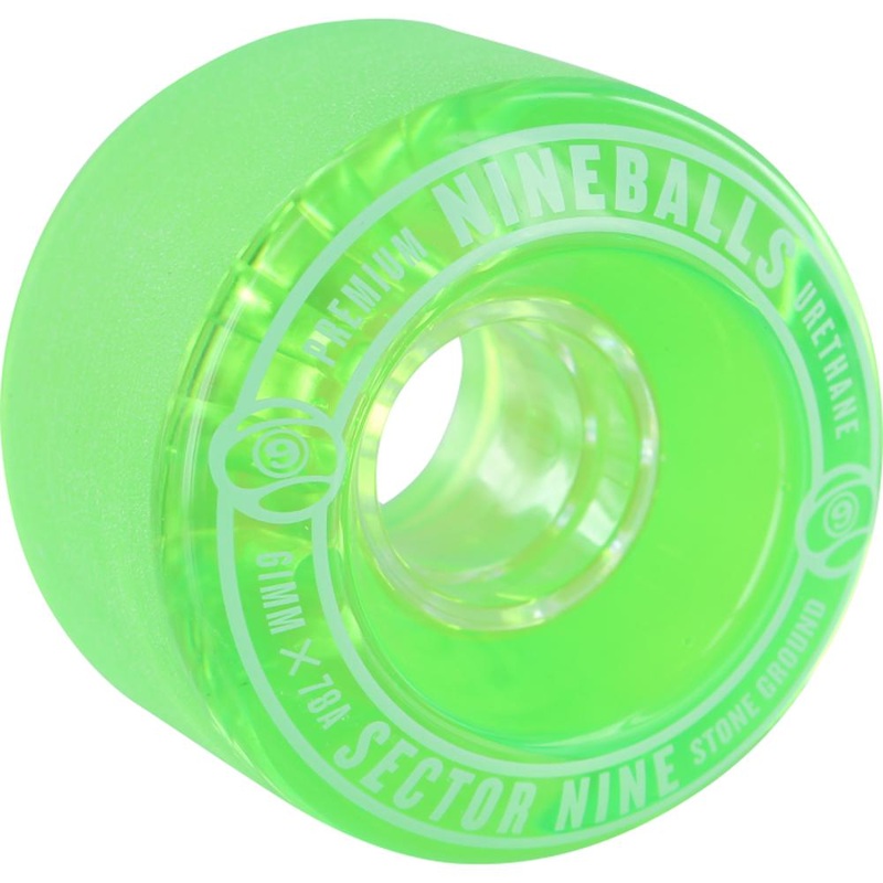 Sector 9 Nineballs 61mm 78A Clear Lime/White Skateboard Wheels