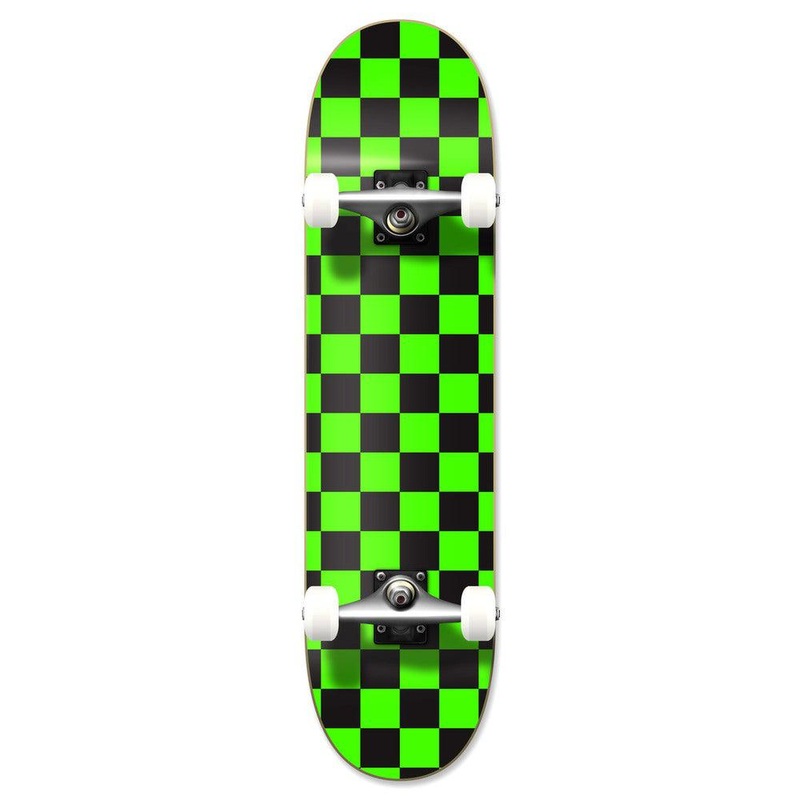 Yocaher Graphic Complete 7.75″ Skateboard – Checker Green Complete