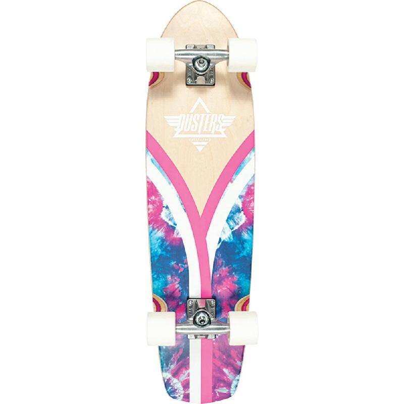 Dusters Flashback Tie Dye in Pink and Blue 31″ Cruiser Longboard Complete