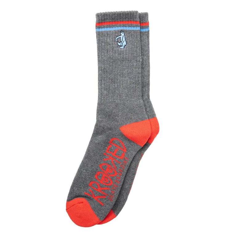 Krooked Shmoo Embroidered Socks Charcoal/Blue/Red OS