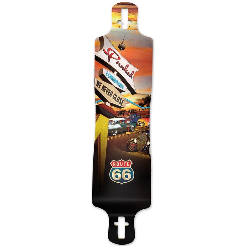 Punked Lowrider Longboard Deck – Route 66 Series – Diner Deck