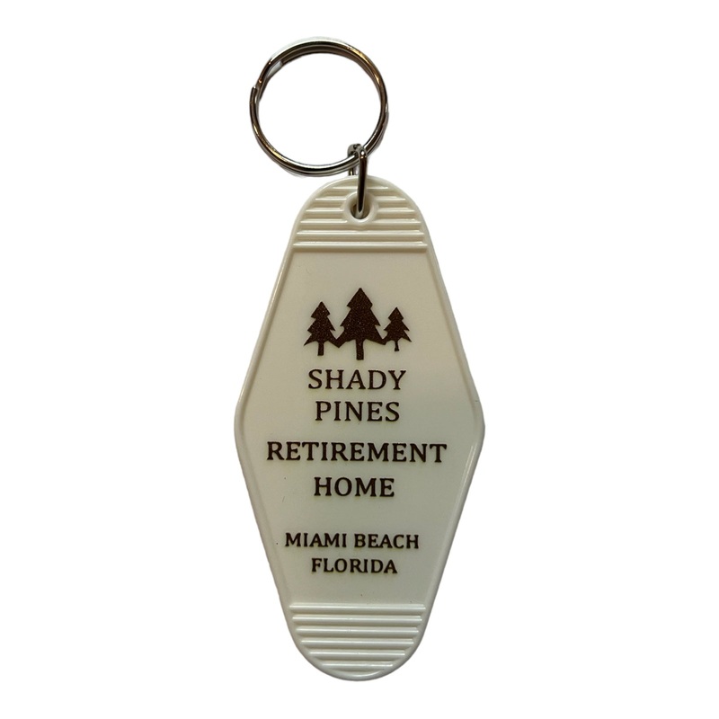 Shady Pines Hotel Motel Keychain Acrylic White