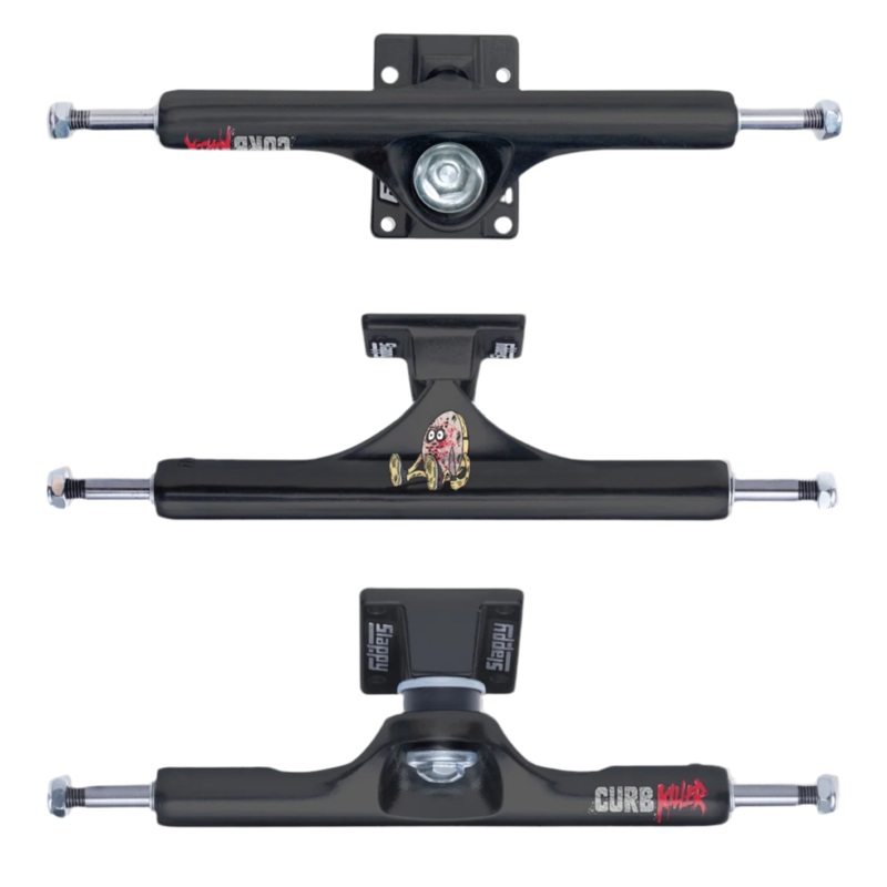 Slappy Curb Killer Classic Matte Black 8.5″ Inverted Skateboard Trucks 8.5″ axle
