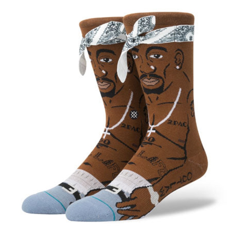 Stance Tupac Resurrected Crew Socks Brown Large