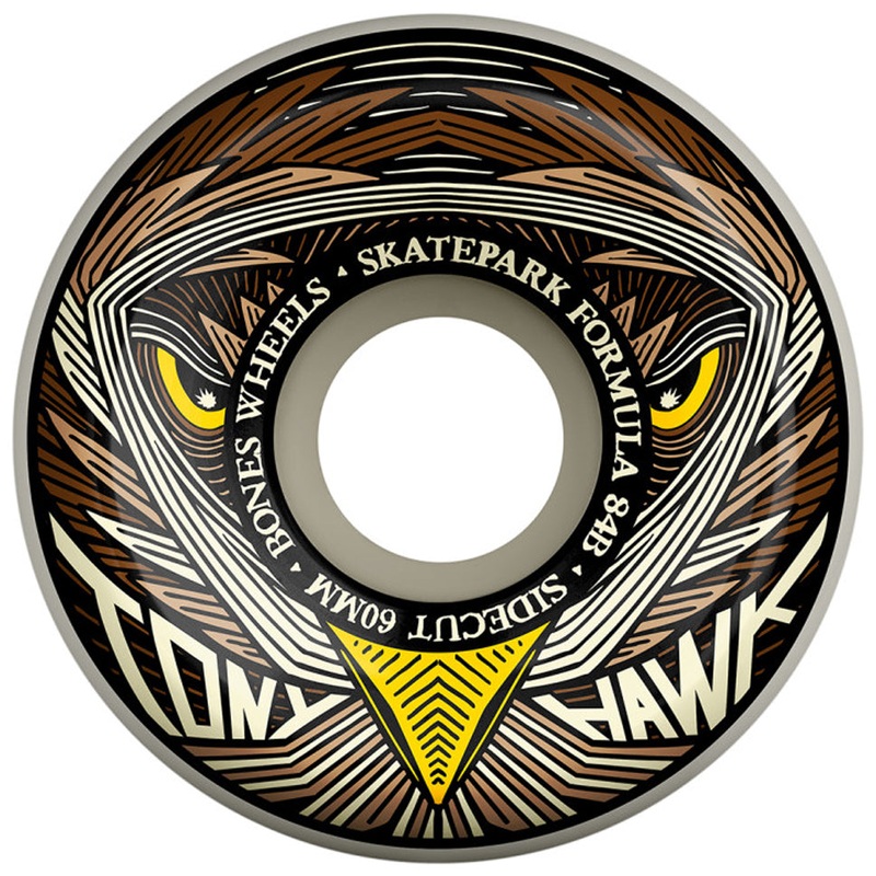Bones Wheels Tony Hawk Night Hawk Sidecuts 84B Wheels Natural 58mm