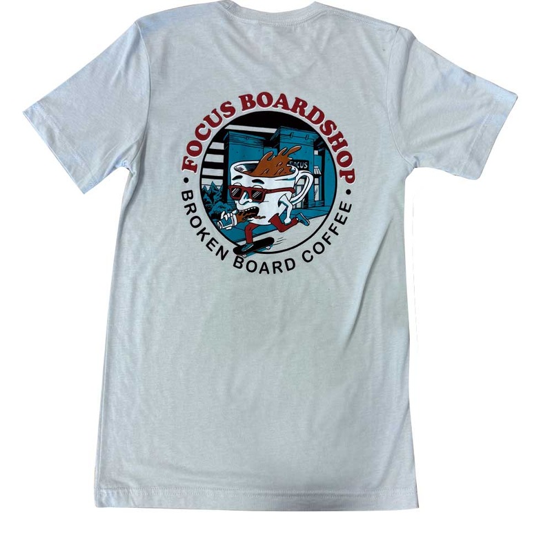 Focus Boardshop and Broken Board Coffee Collaboration Short Sleeve Tri-blend T-Shirt X-Small Cream